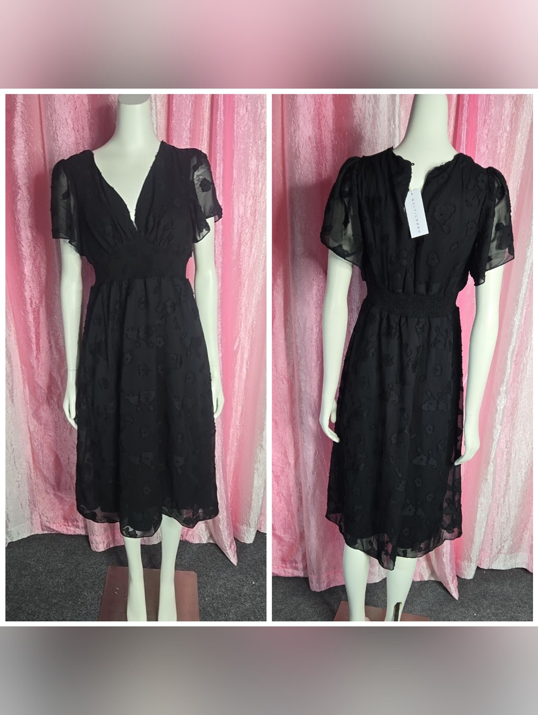 Baltic Born June Smocked Black Floral Lined Maxi Dress Size Small Nwt